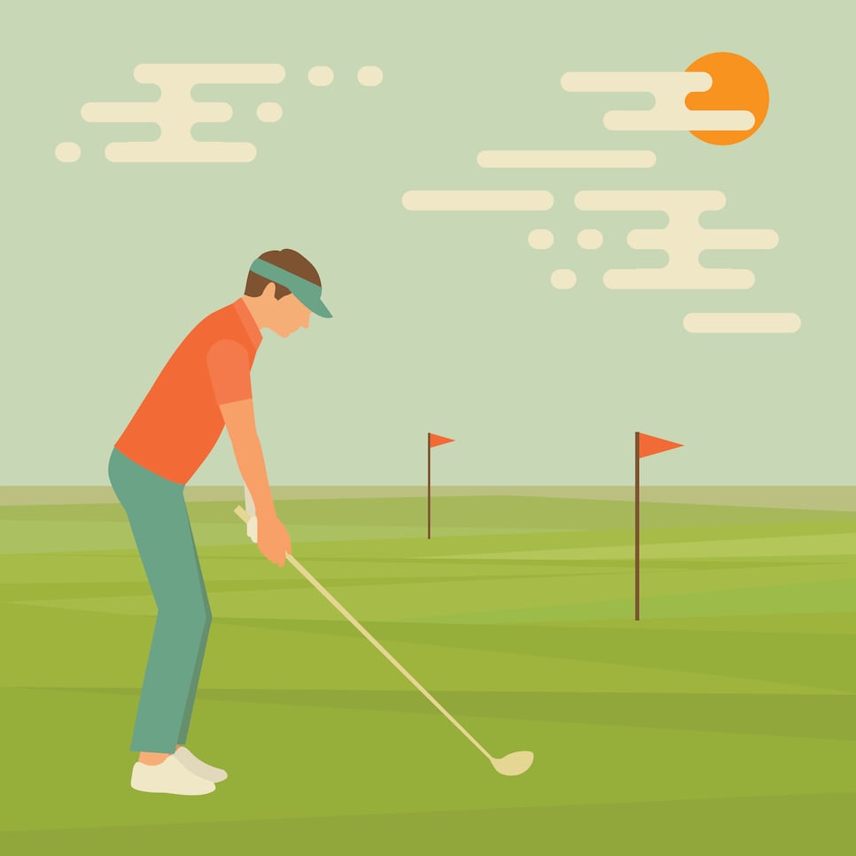 golf sport club, vector golfer man, course illustration, 